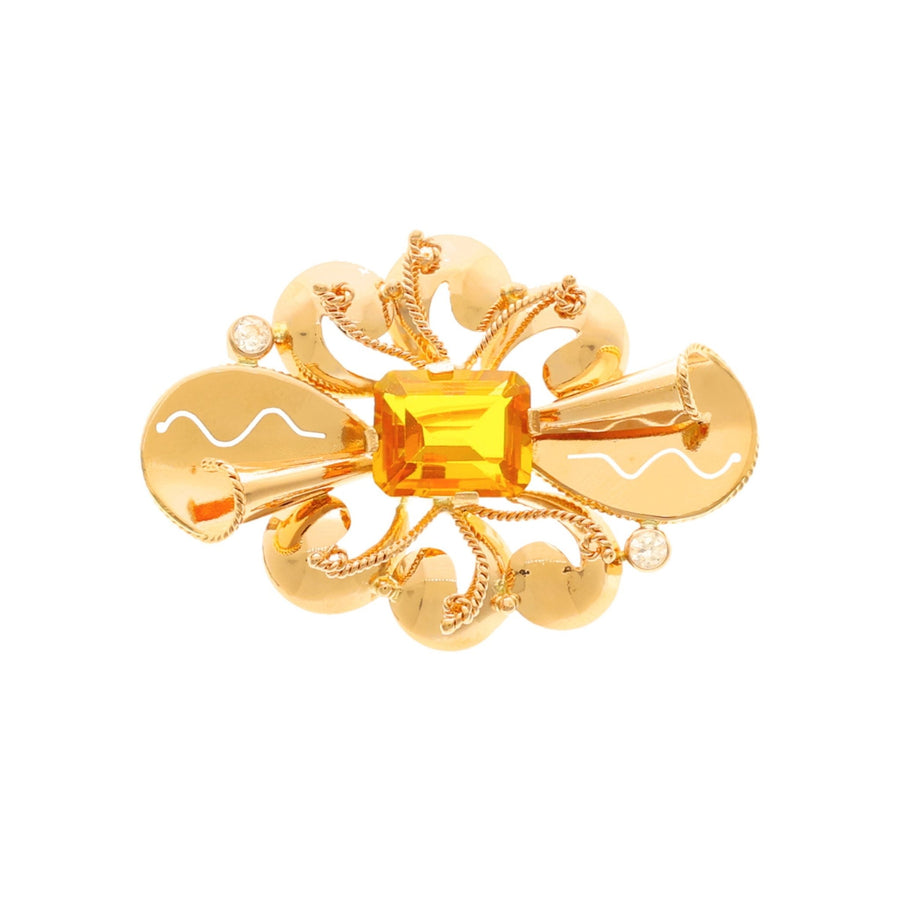Pin de oro de 19kl con zafiro amarillo - Gold Store Premium