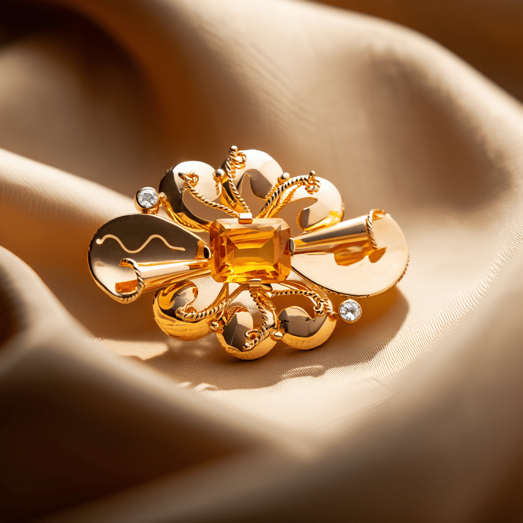 Pin de oro de 19kl con zafiro amarillo - Gold Store Premium