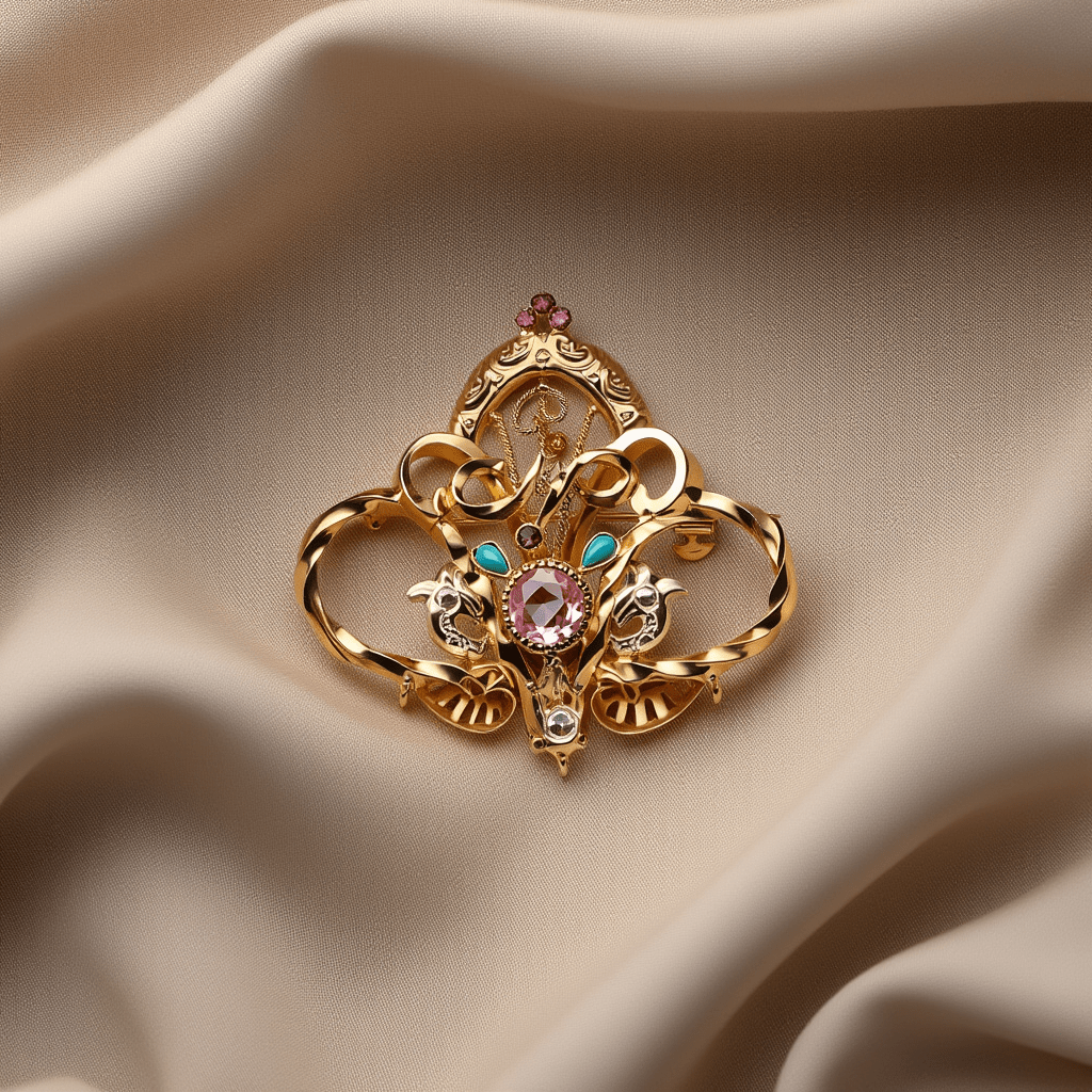 Alfinete em Ouro 19kl com Zircónias Coloridas - Loja do Ouro