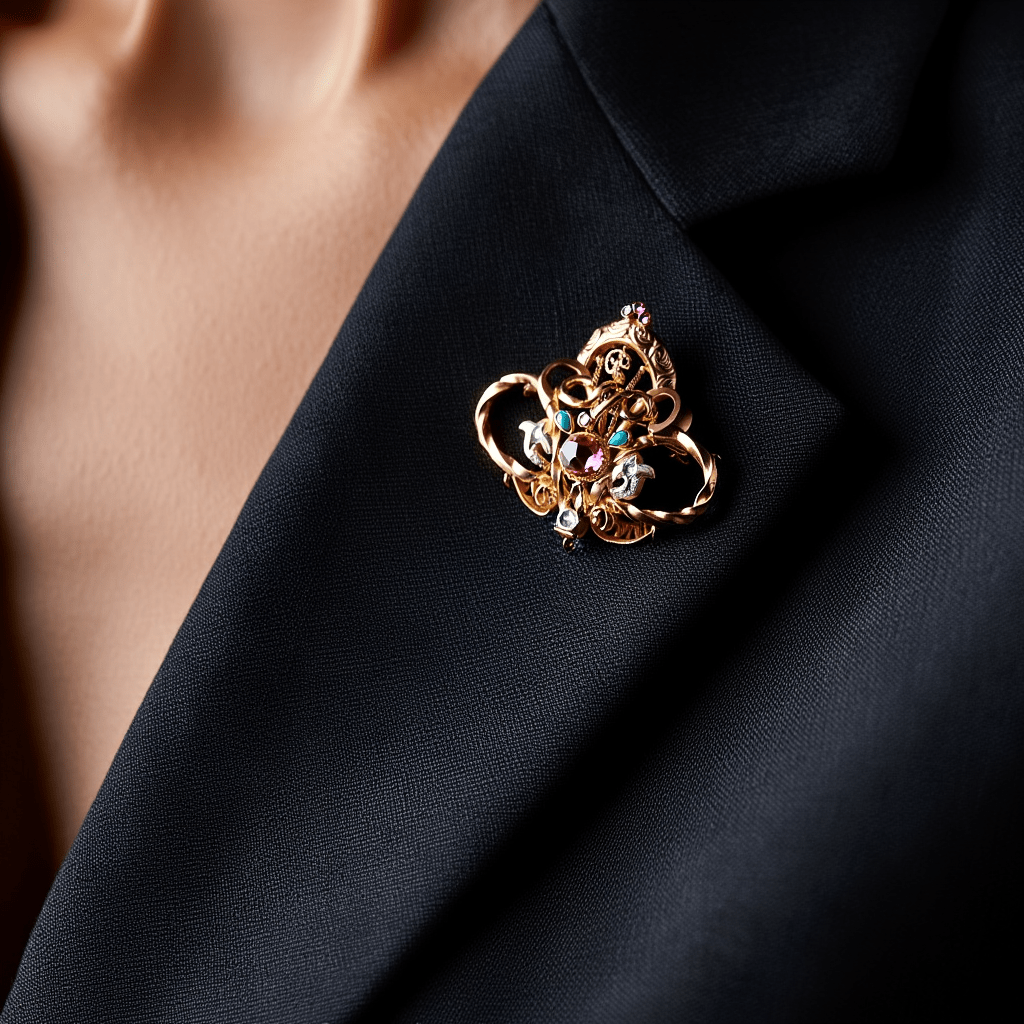 Alfinete em Ouro 19kl com Zircónias Coloridas - Loja do Ouro