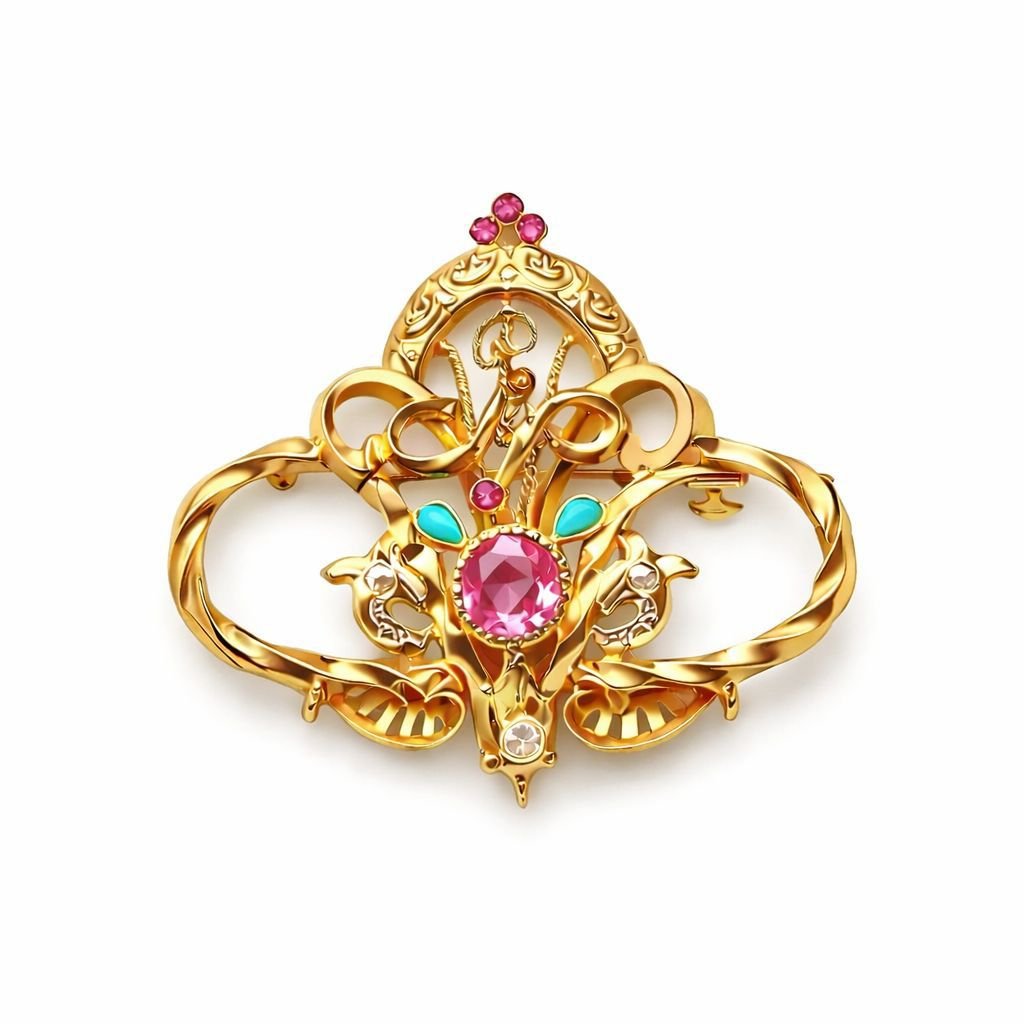 Alfinete em Ouro 19kl com Zircónias Coloridas - Loja do Ouro