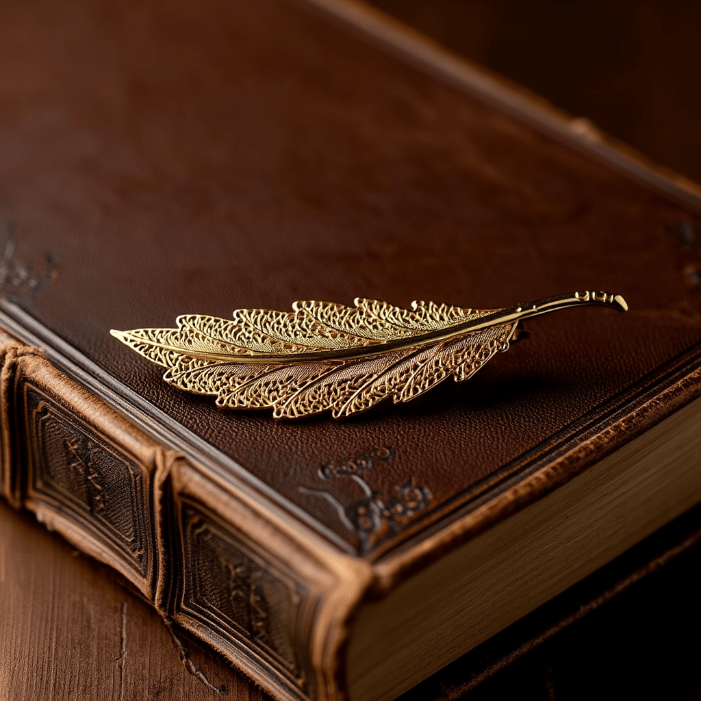 Alfinete Folha Filigrana Pequena em Ouro 19kl - Loja do Ouro