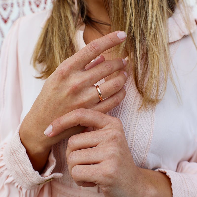 Aliança Meia Cana em Ouro 19kl - 3mm - Loja do Ouro