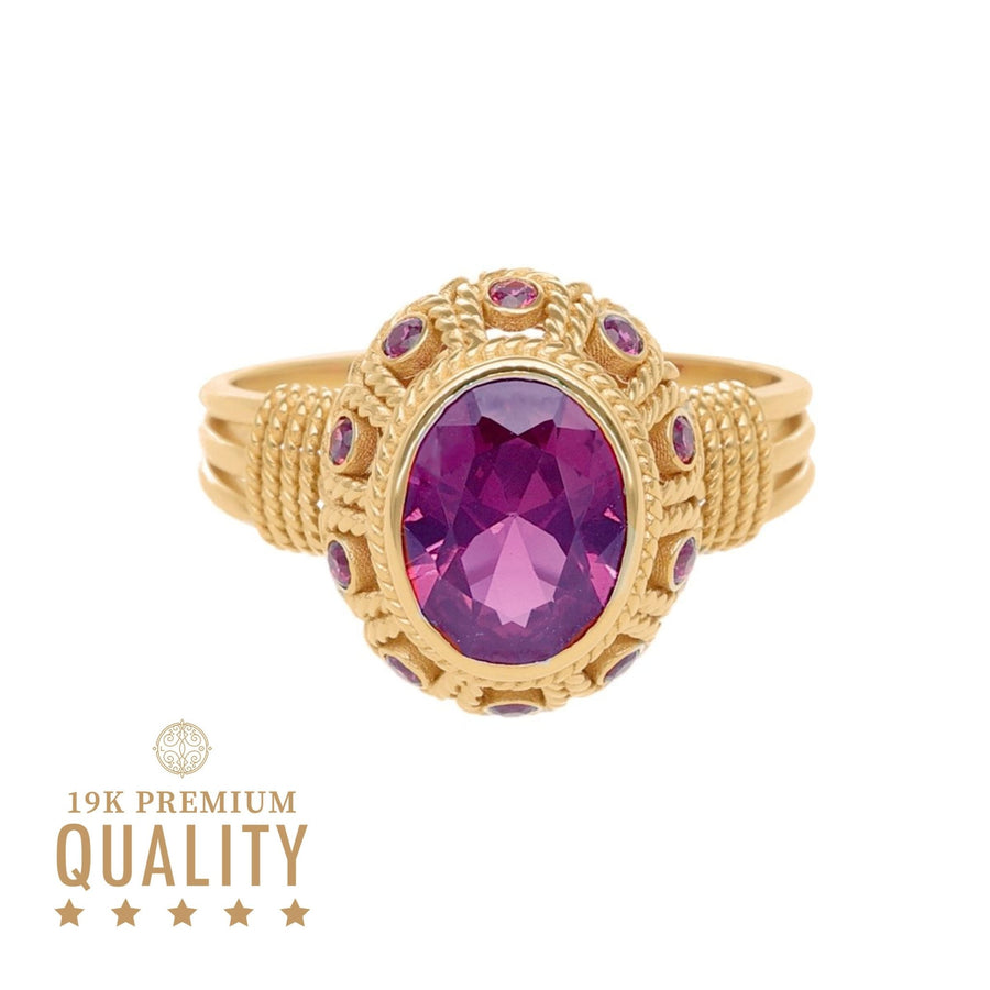 Anillo de Baronesa en oro de 19 kl con piedra amatista - Gold Store Premium
