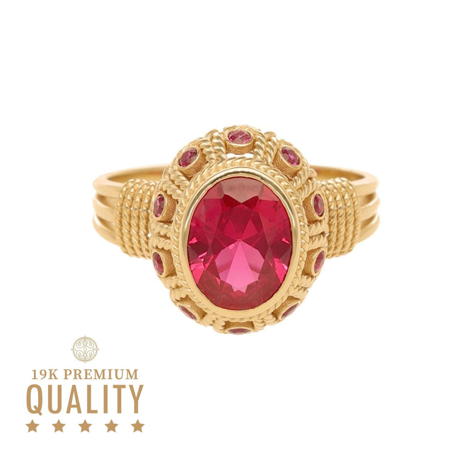 Anillo de Baronesa en oro 19kl con piedra rubí - Gold Shop