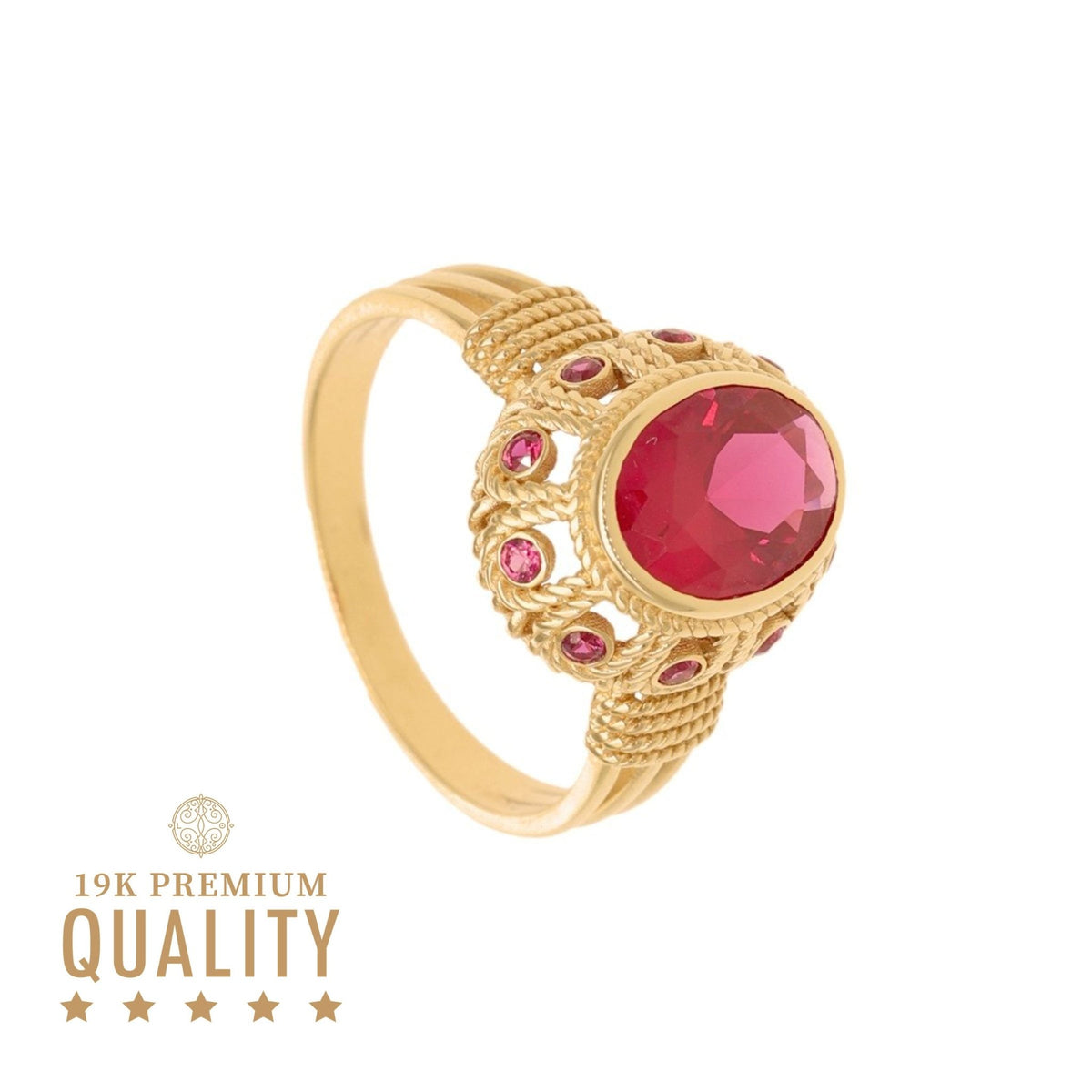 Anillo de Baronesa en oro 19kl con piedra rubí - Gold Shop