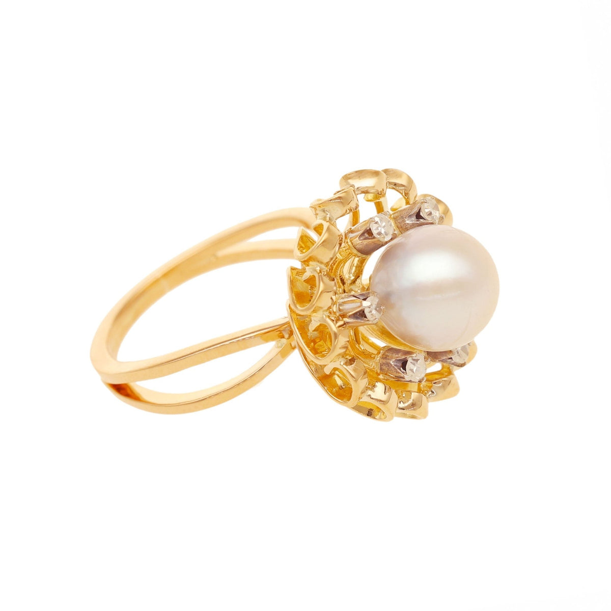 Anillo Baronesa en oro 19kl con perlas y diamantes (T10) - Gold Store Premium