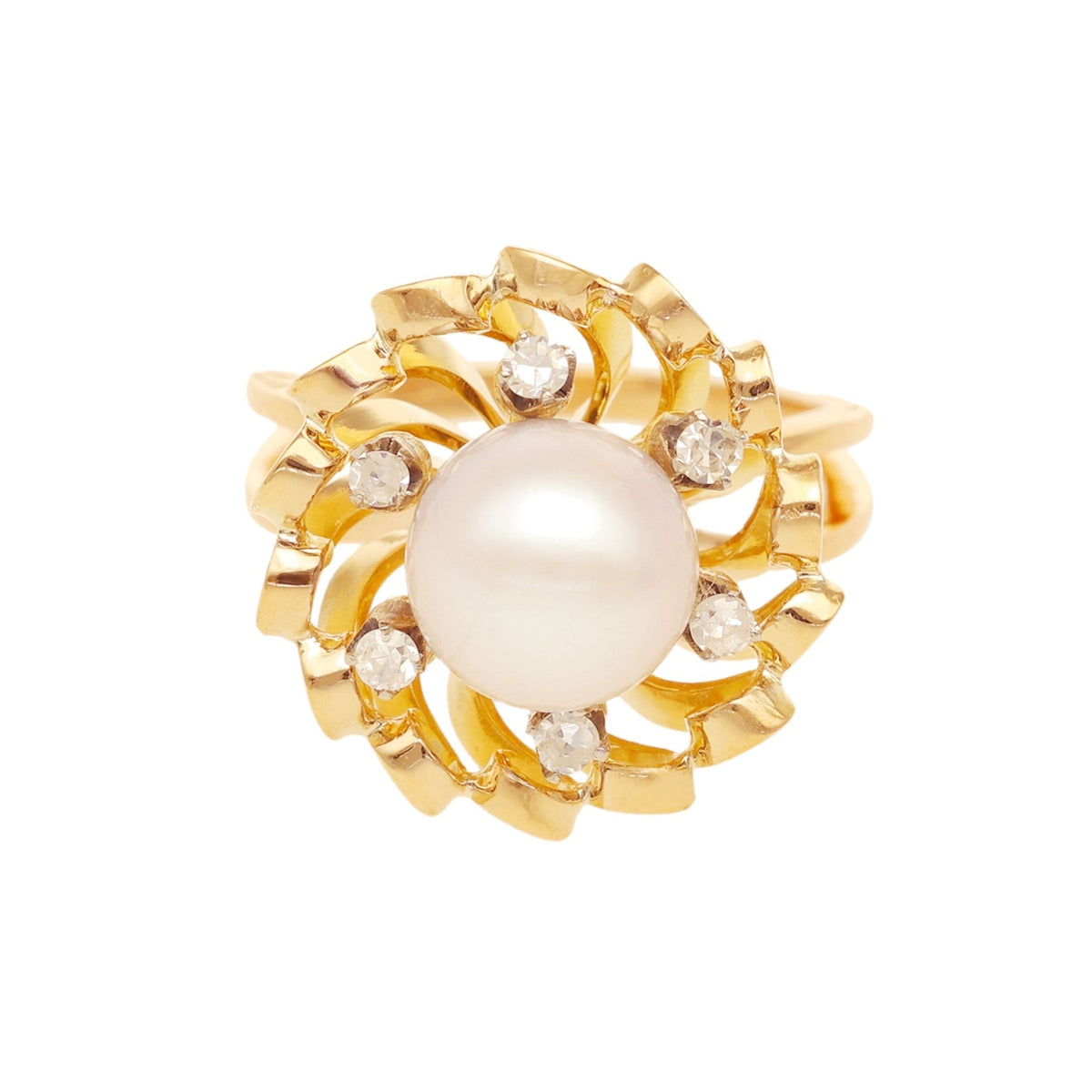 Anillo Baronesa en oro 19kl con perlas y diamantes (T10) - Gold Store Premium