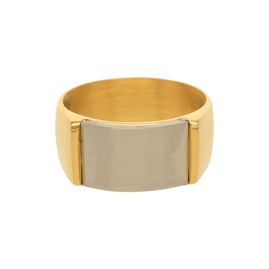 Anel Bicolor em Aço Dourado - Loja do Ouro