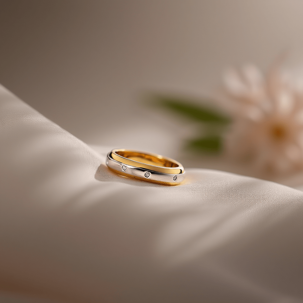 Anillo bicolor en oro 19kl con diamantes (T15) - Gold Store Premium