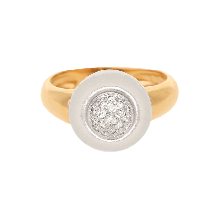 Anillo bicolor en oro 19kl con diamantes (T16) - Gold Store Premium