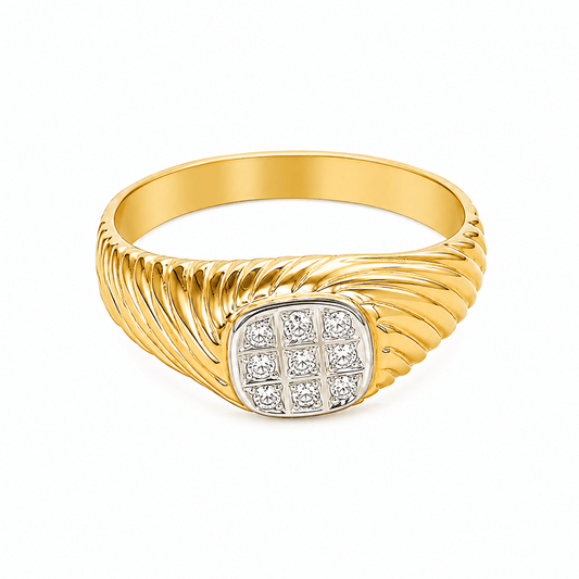 Anel Bicolor em Ouro 19kl com Diamantes (T24) - Loja do Ouro