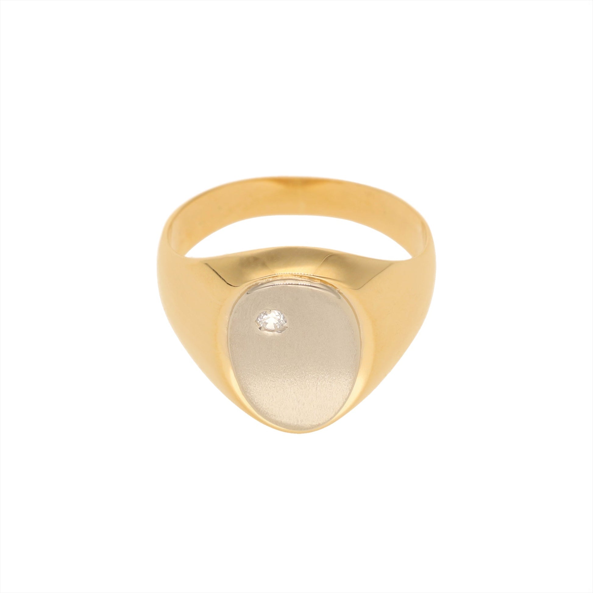 Anel Bicolor Oval em Ouro 19kl com Zircónia (T23) - Loja do Ouro
