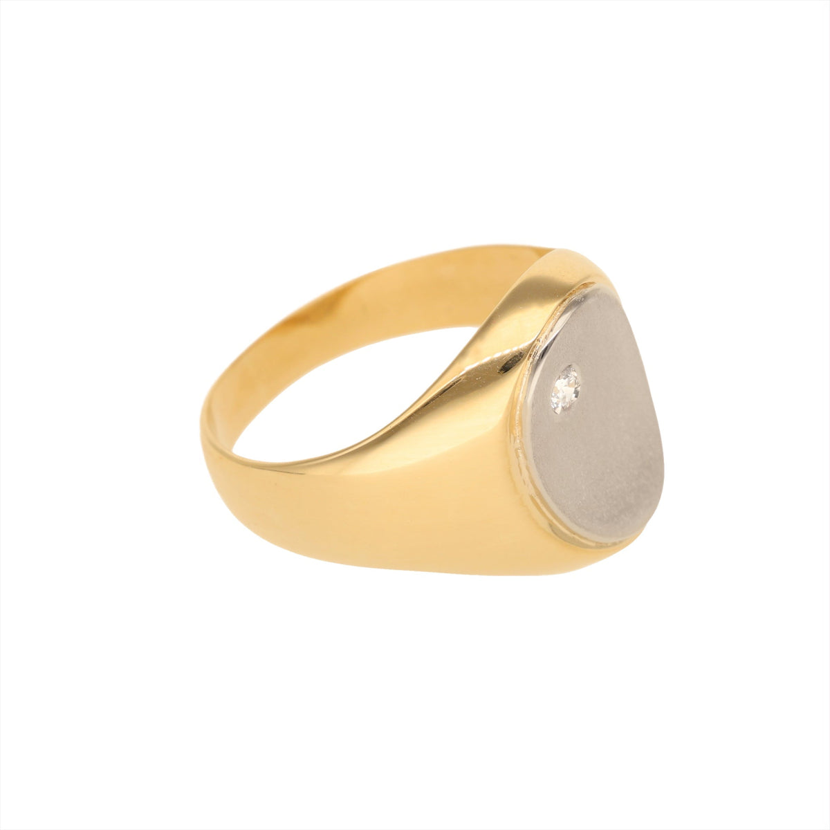 Anillo ovalado bicolor en oro 19kl con circonia (T23) - Gold Store Premium