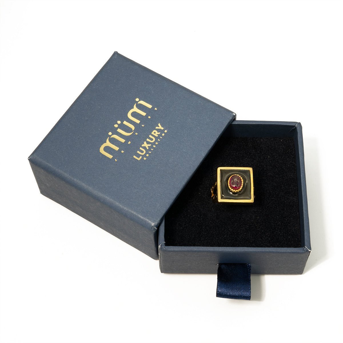 Anillo Vaticano de Rubí Negro - Gold Store Premium