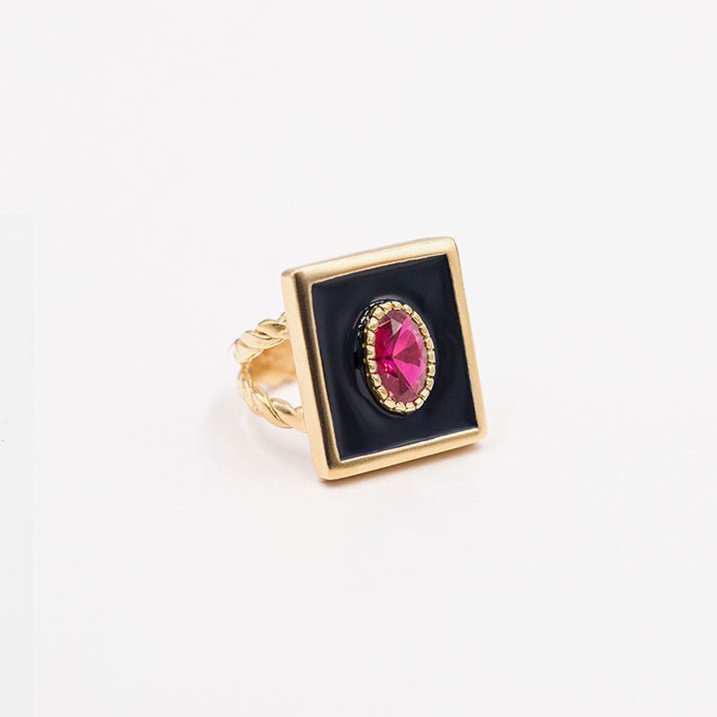 Anillo Vaticano de Rubí Negro - Gold Store Premium