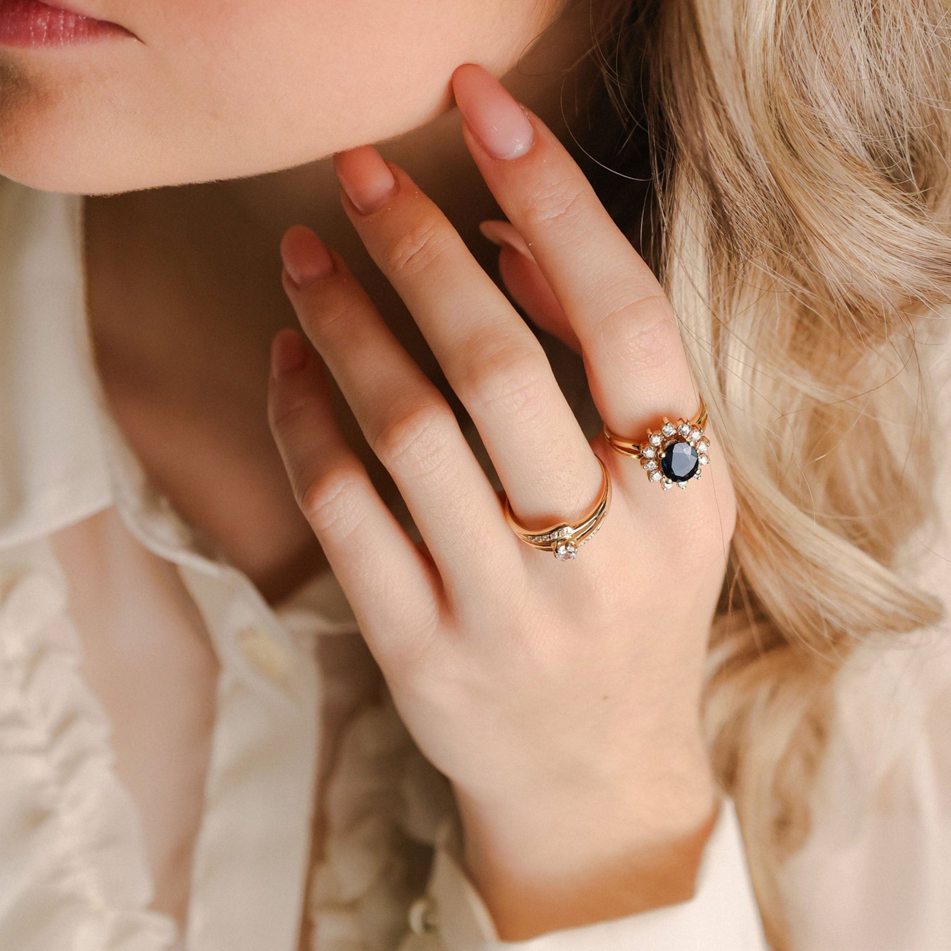 Anel Chuveiro em Ouro 19kl com Topázio e Diamantes (T9) - Loja do Ouro