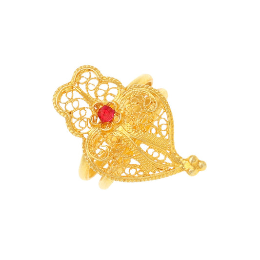 Anel Coração de Lisboa em Prata Dourada - Loja do Ouro