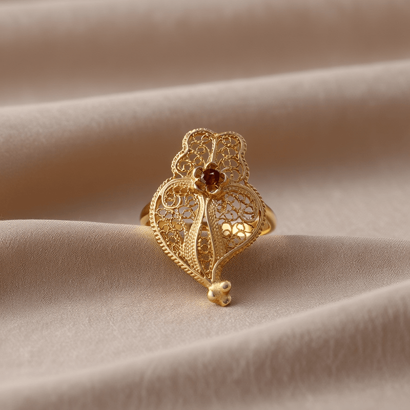 Anel Coração de Lisboa em Prata Dourada - Loja do Ouro