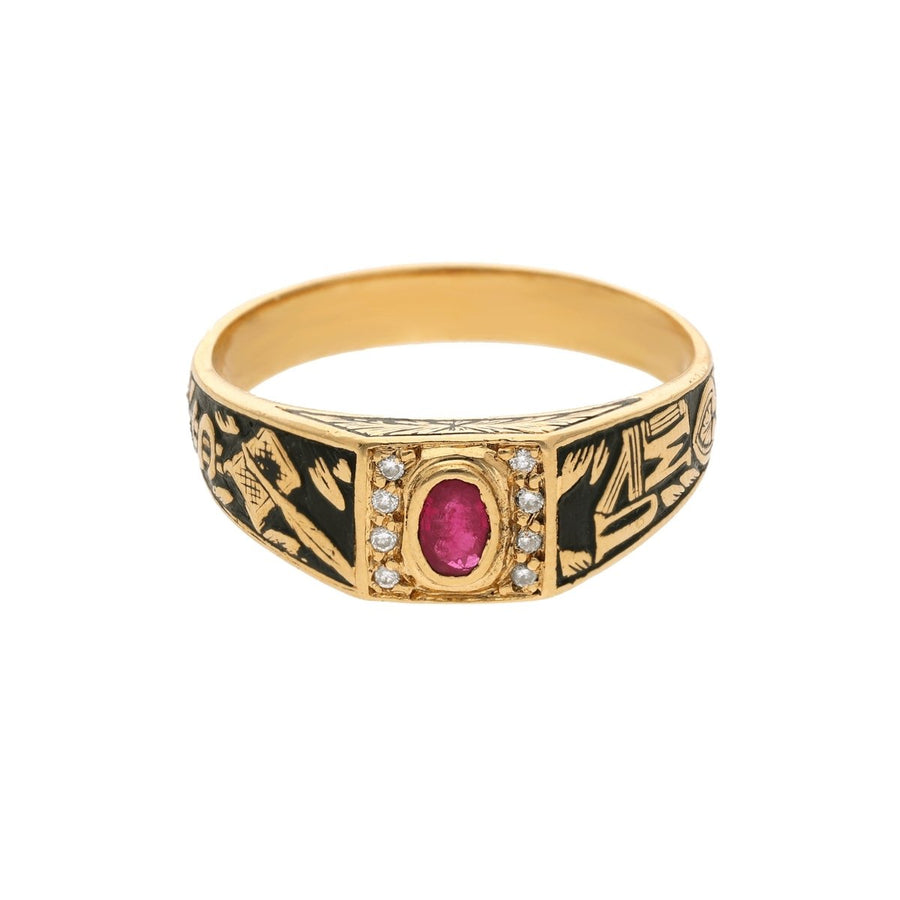 Anillo del curso de gestión en oro de 19 kl con rubí y diamantes (T21) - Gold Store Premium