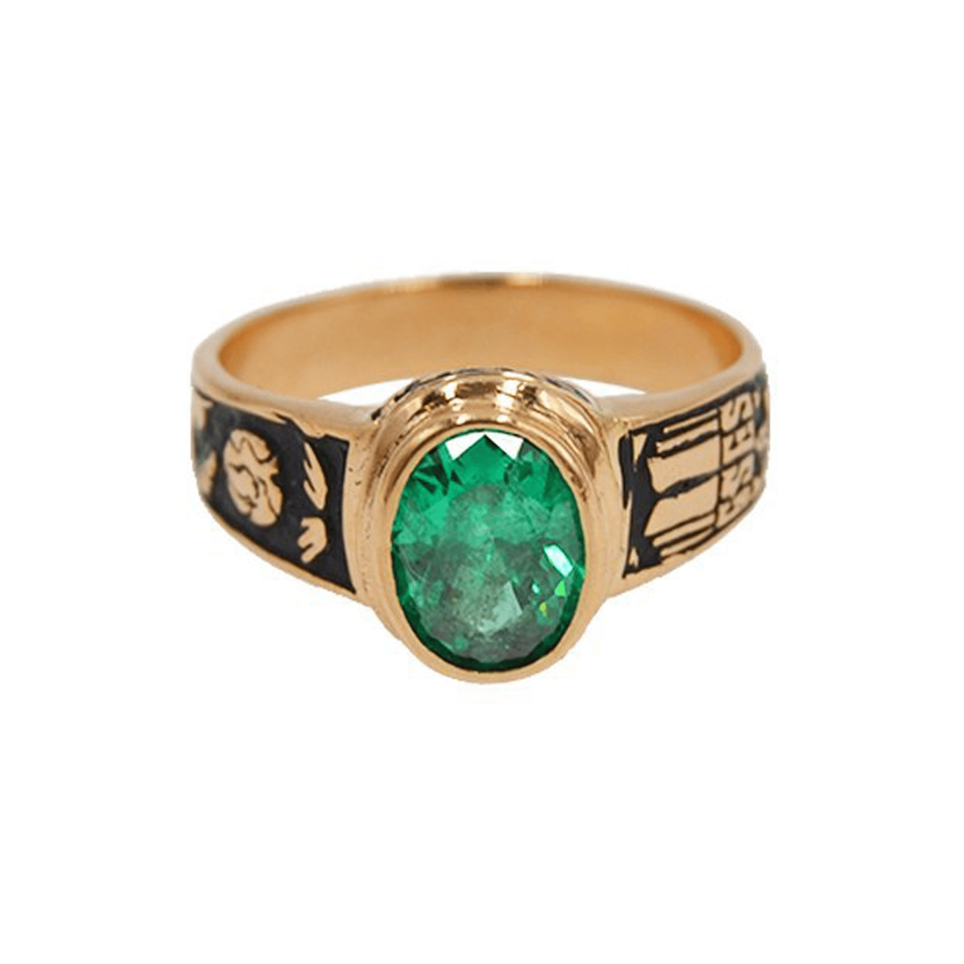 Anel Curso (ESES) em Ouro 19kl com Quartzo Verde (T12) - Loja do Ouro