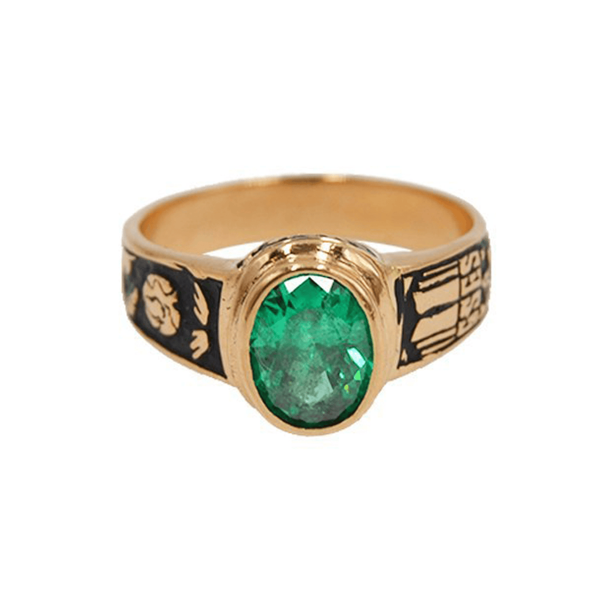 Anillo de curso (ESES) en oro de 19 kl con cuarzo verde (T12) - Gold Store Premium