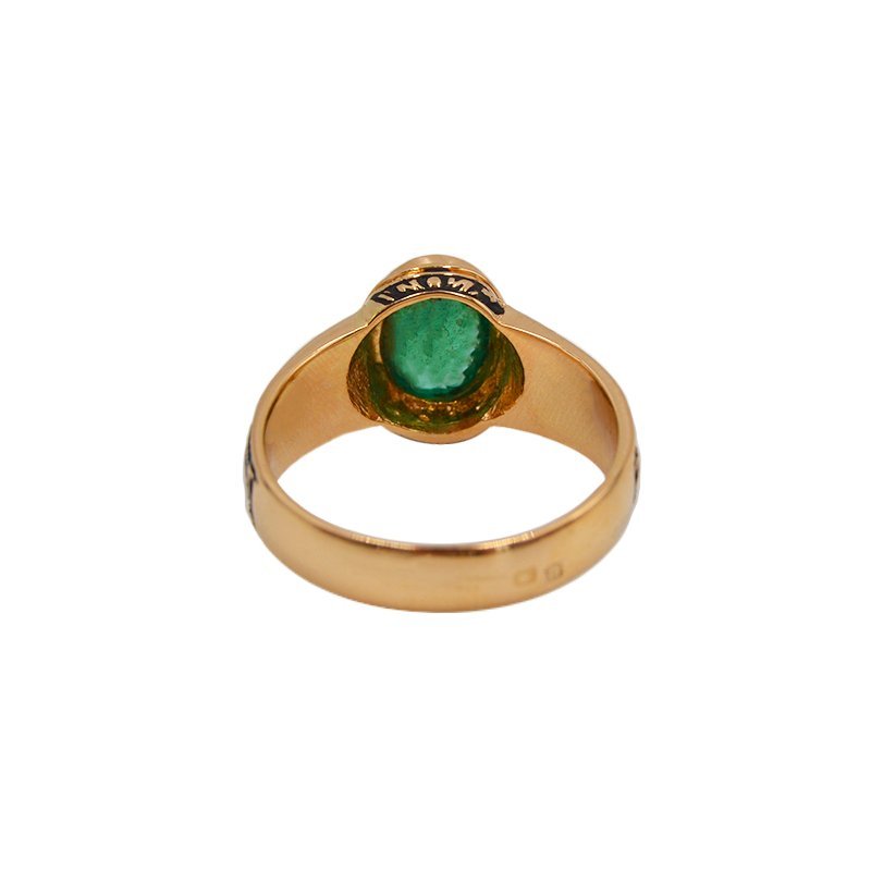 Anillo de curso (ESES) en oro de 19 kl con cuarzo verde (T12) - Gold Store Premium