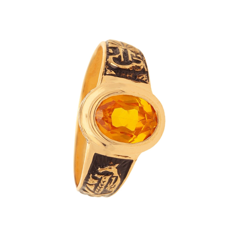 Anillo de curso en oro de 19 kl con citrino (T14) - Gold Shop