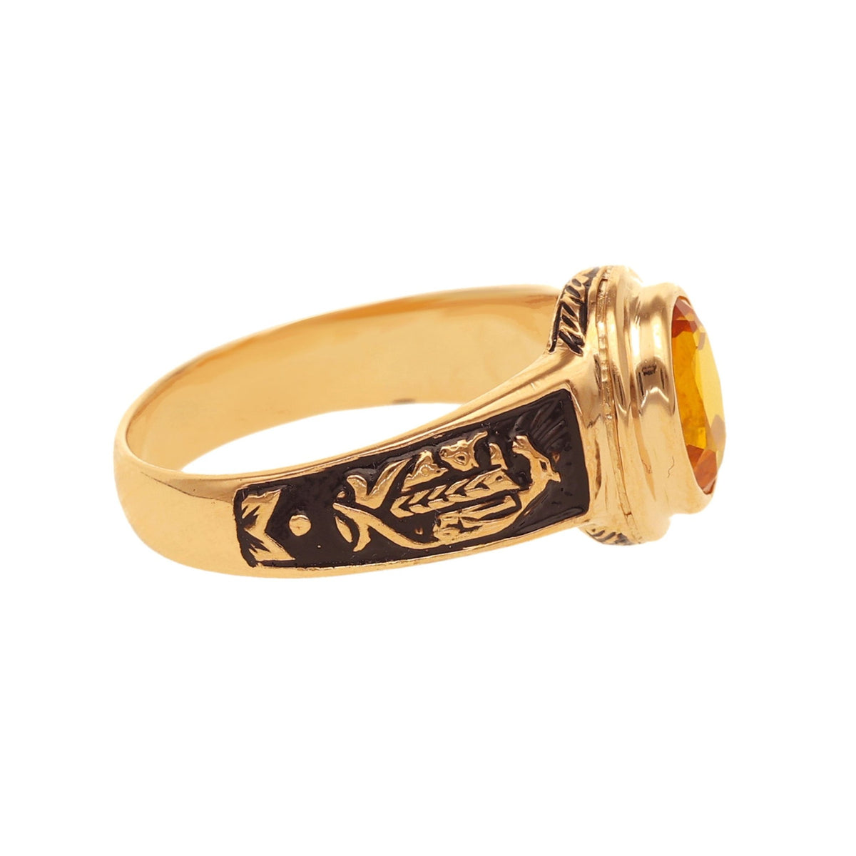 Anillo de curso en oro de 19 kl con citrino (T14) - Gold Shop