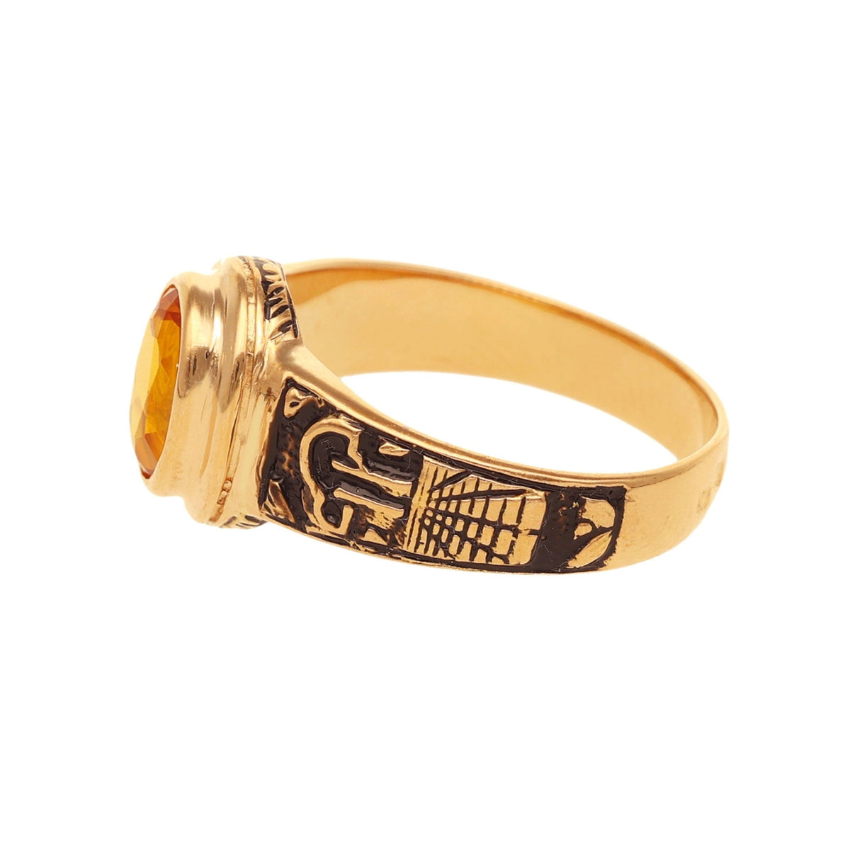 Anillo de curso en oro de 19 kl con citrino (T14) - Gold Shop