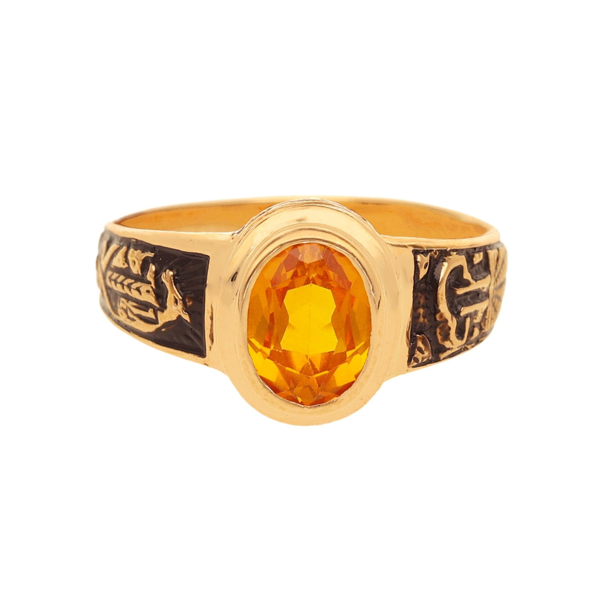 Anillo de curso en oro de 19 kl con citrino (T14) - Gold Shop