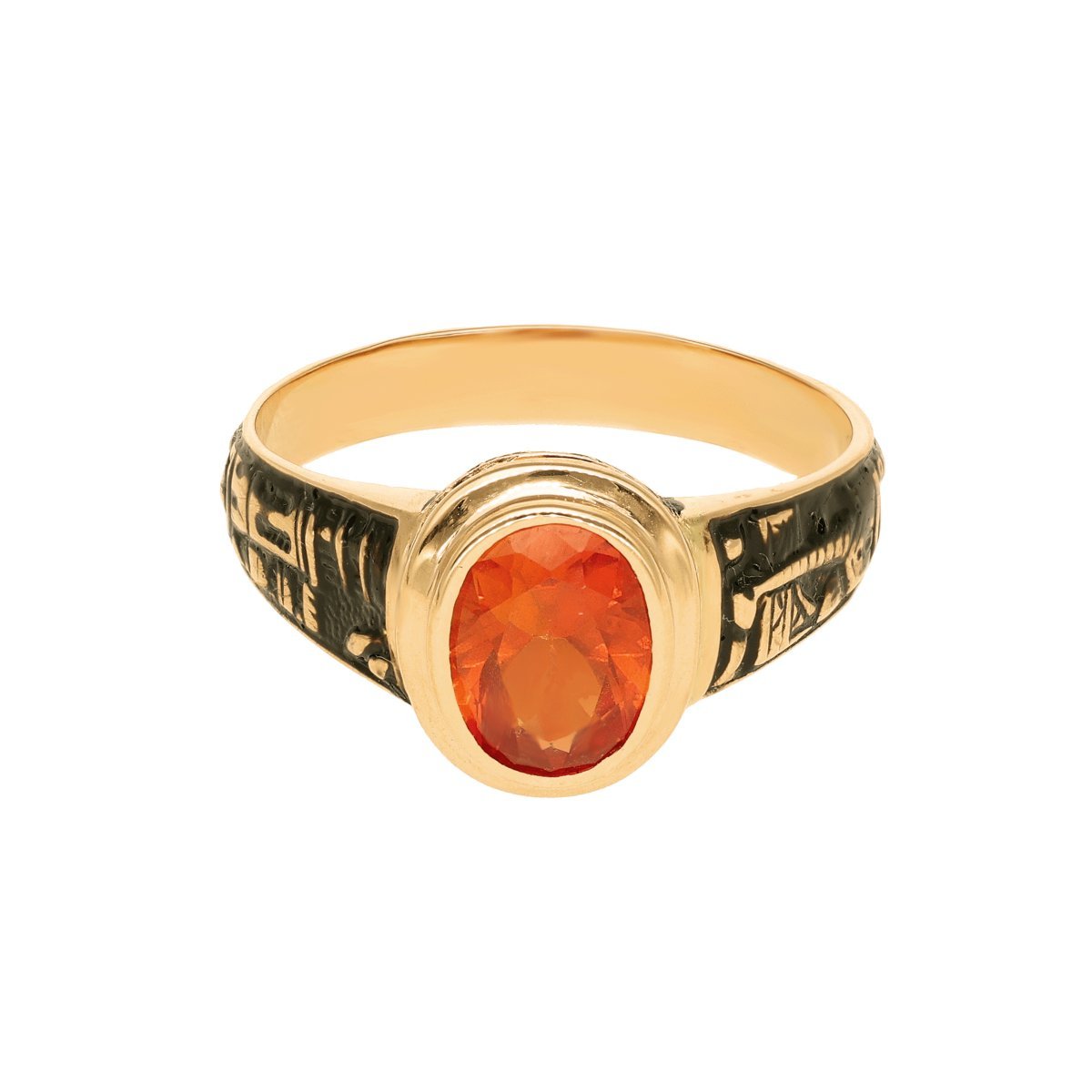 Anillo de campo de oro de 19 kl con zafiro naranja (T17) - Gold Store Premium
