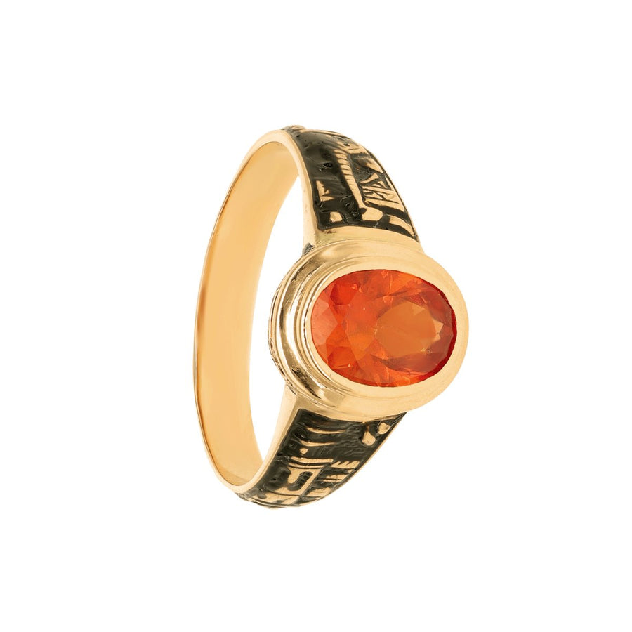 Anillo de campo de oro de 19 kl con zafiro naranja (T17) - Gold Store Premium