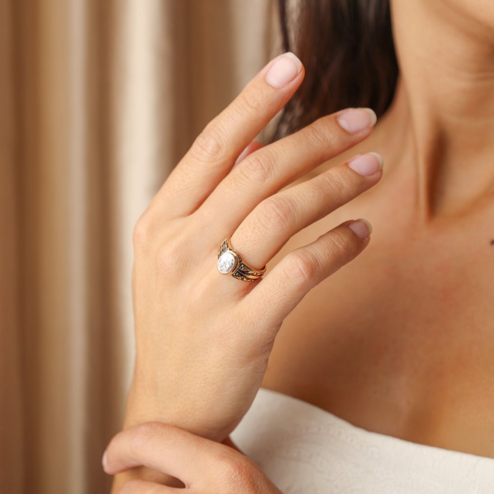Anillo de oro de 19 kl con Zircon (T12) - Gold Store Premium