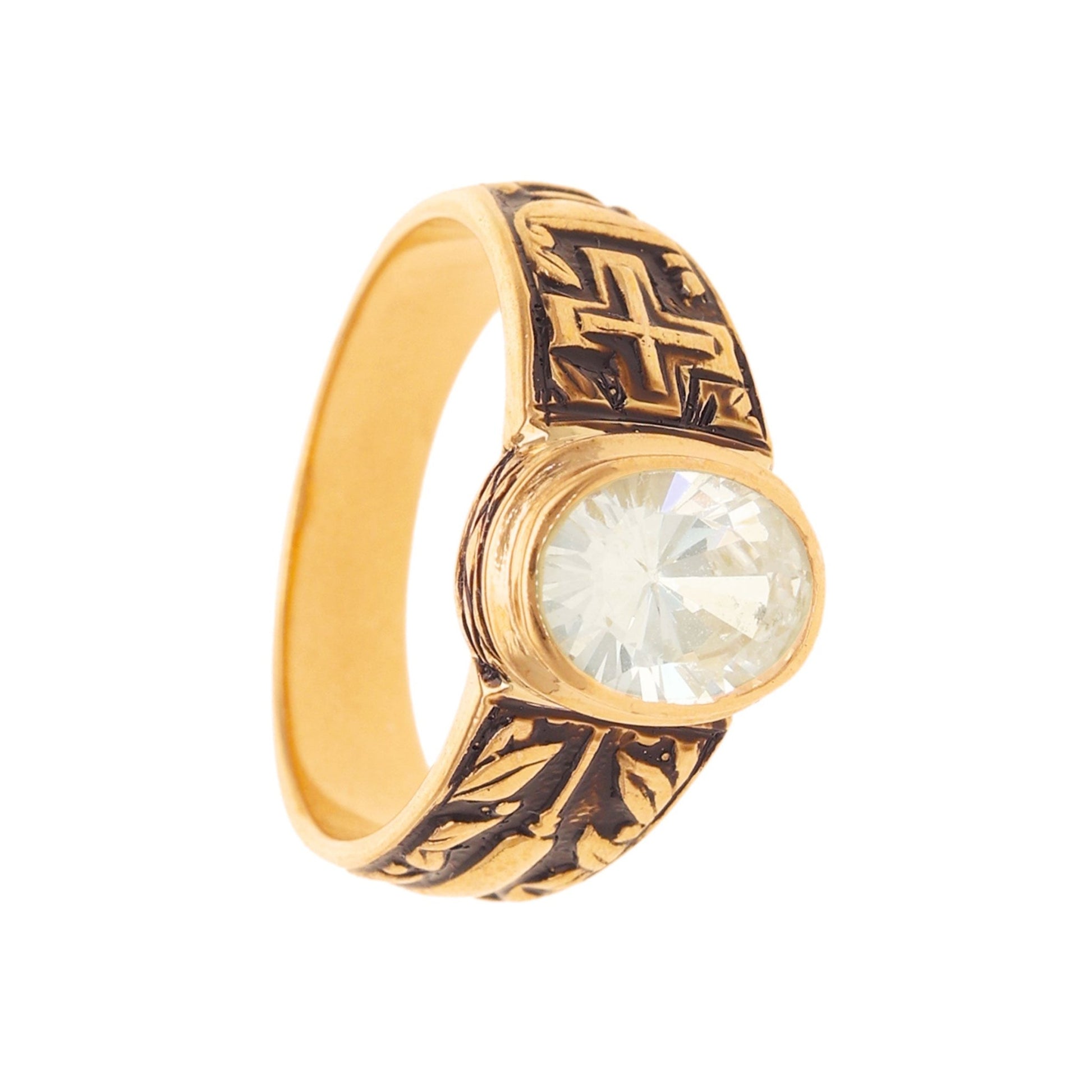 Anel de Curso em Ouro 19kl com Zircão (T12) - Loja do Ouro