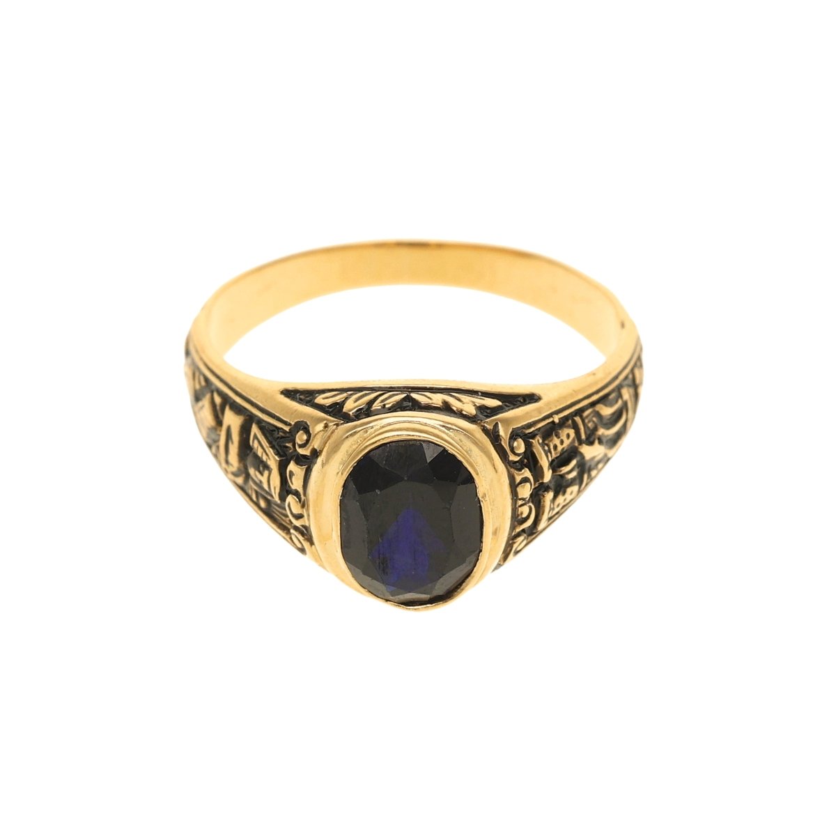 Anillo de oro con motivos de zafiro y náutica (T16) - Gold Store Premium