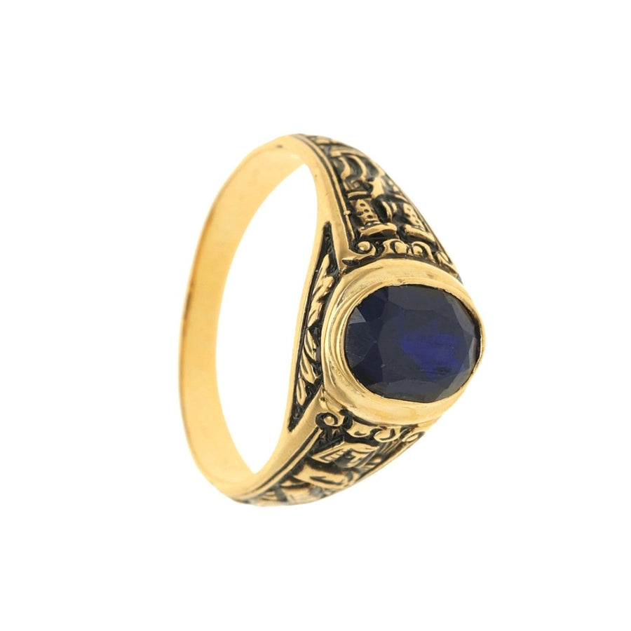Anillo de oro con motivos de zafiro y náutica (T16) - Gold Store Premium