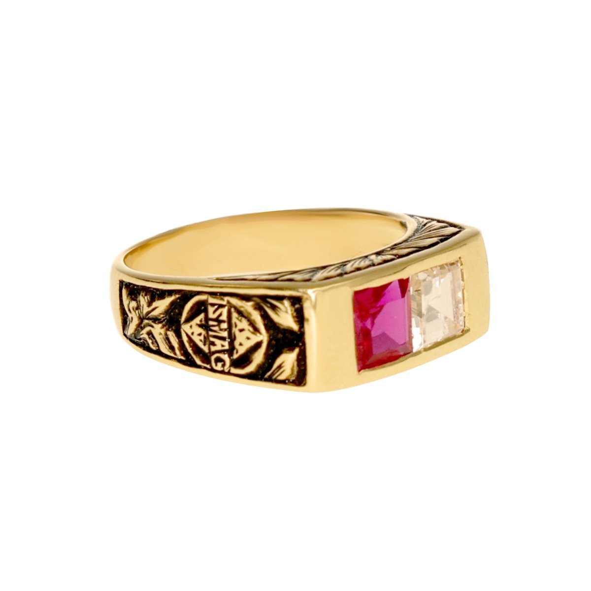 Anillo del Curso ISMAG en oro de 19 kl con Rubí y Zircón (T14) - Gold Store Premium