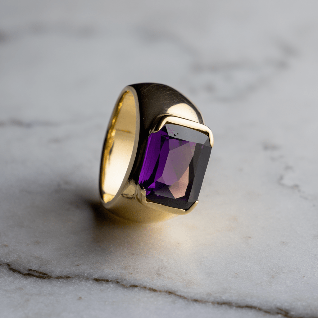 Anel em Ouro 19kl com Ametista (T16) - Loja do Ouro