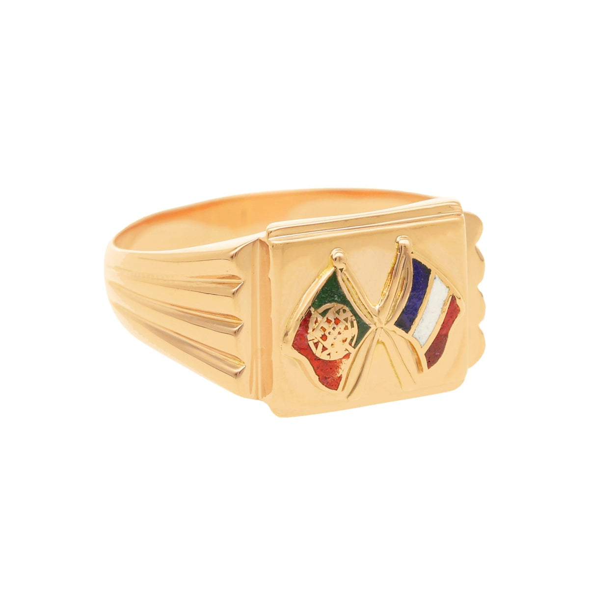 Anillo de oro de 19 kl con banderas de Portugal y Francia (empatado 29) - Gold Store Premium