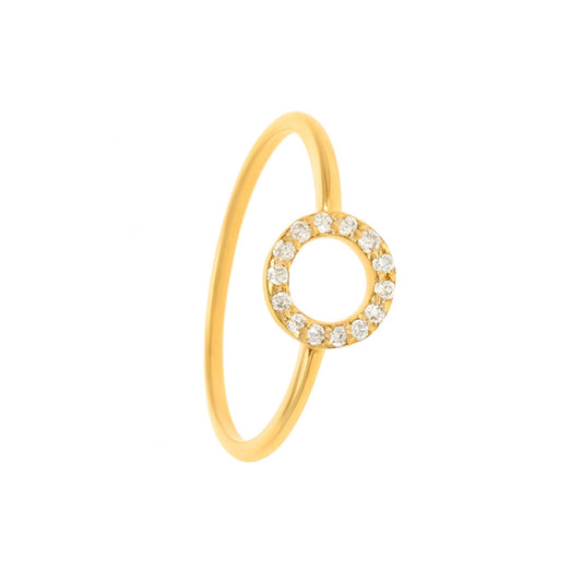Anel em Ouro 19kl com Circulo de Diamantes (T17) - Loja do Ouro