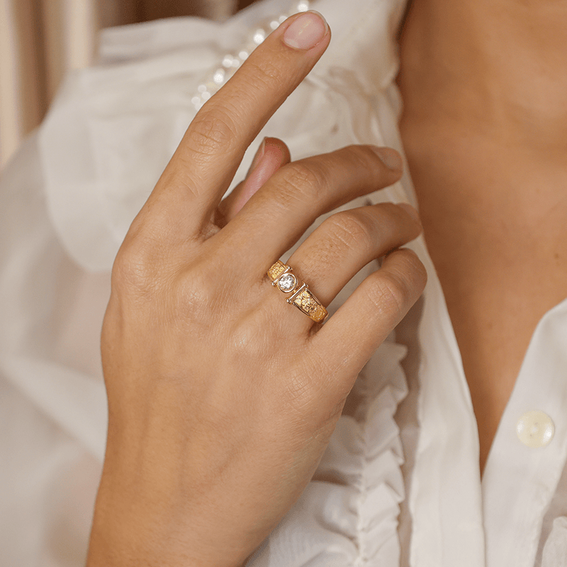 Anel em Ouro 19kl com Diamantes (T13) - Loja do Ouro