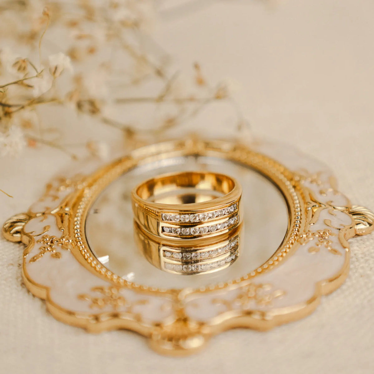 Anel em Ouro 19kl com Diamantes (T13) - Loja do Ouro