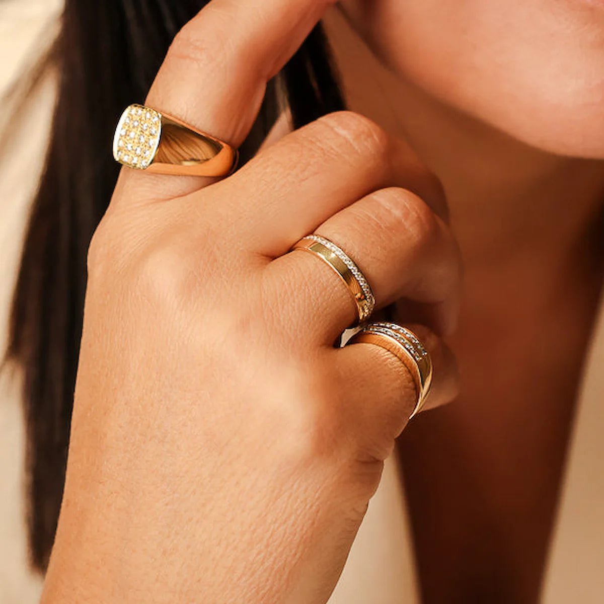 Anel em Ouro 19kl com Diamantes (T13) - Loja do Ouro