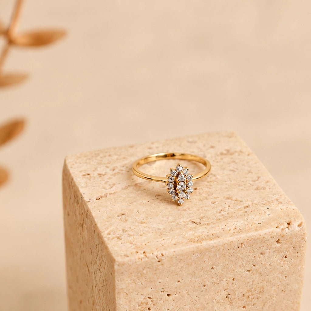 Anel em Ouro 19kl com Diamantes (T16) - Loja do Ouro