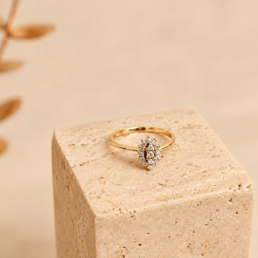 Anel em Ouro 19kl com Diamantes (T16) - Loja do Ouro