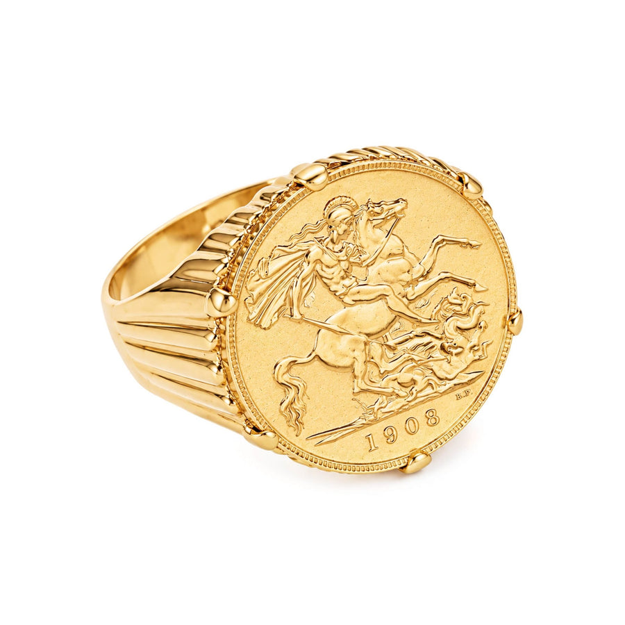 Anel em Ouro 19kl com Meia Libra em Ouro 22kl (T22) - Loja do Ouro