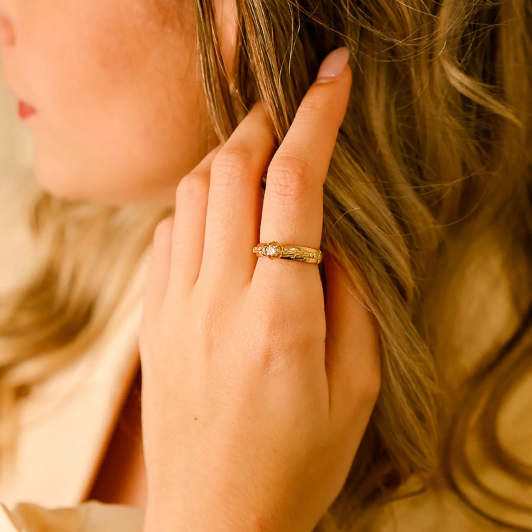 Anel em Ouro 19kl com Moissanite (T12) - Loja do Ouro