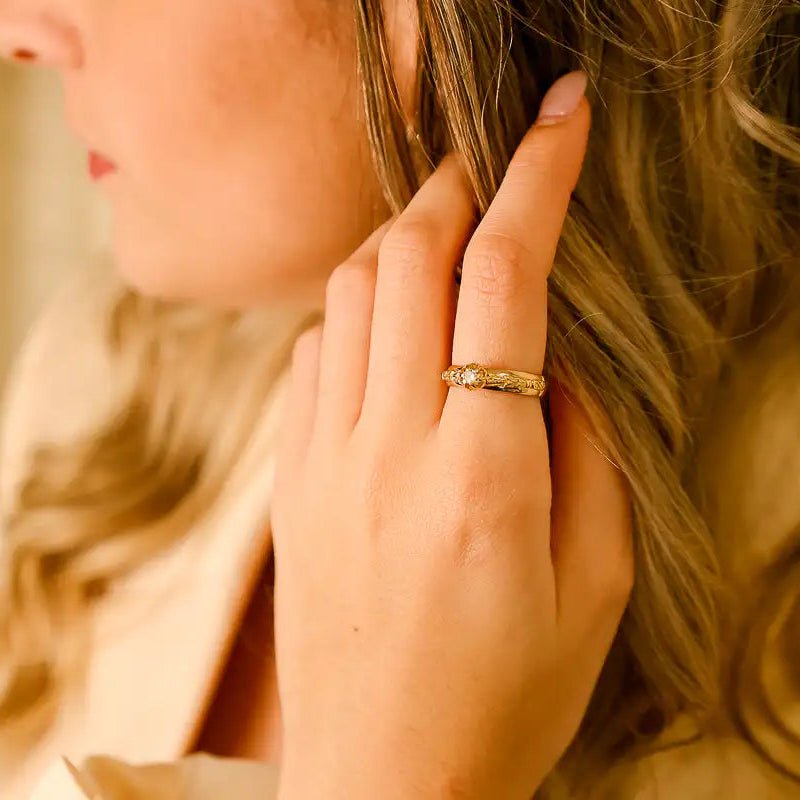 Anel em Ouro 19kl com Moissanite (T12) - Loja do Ouro