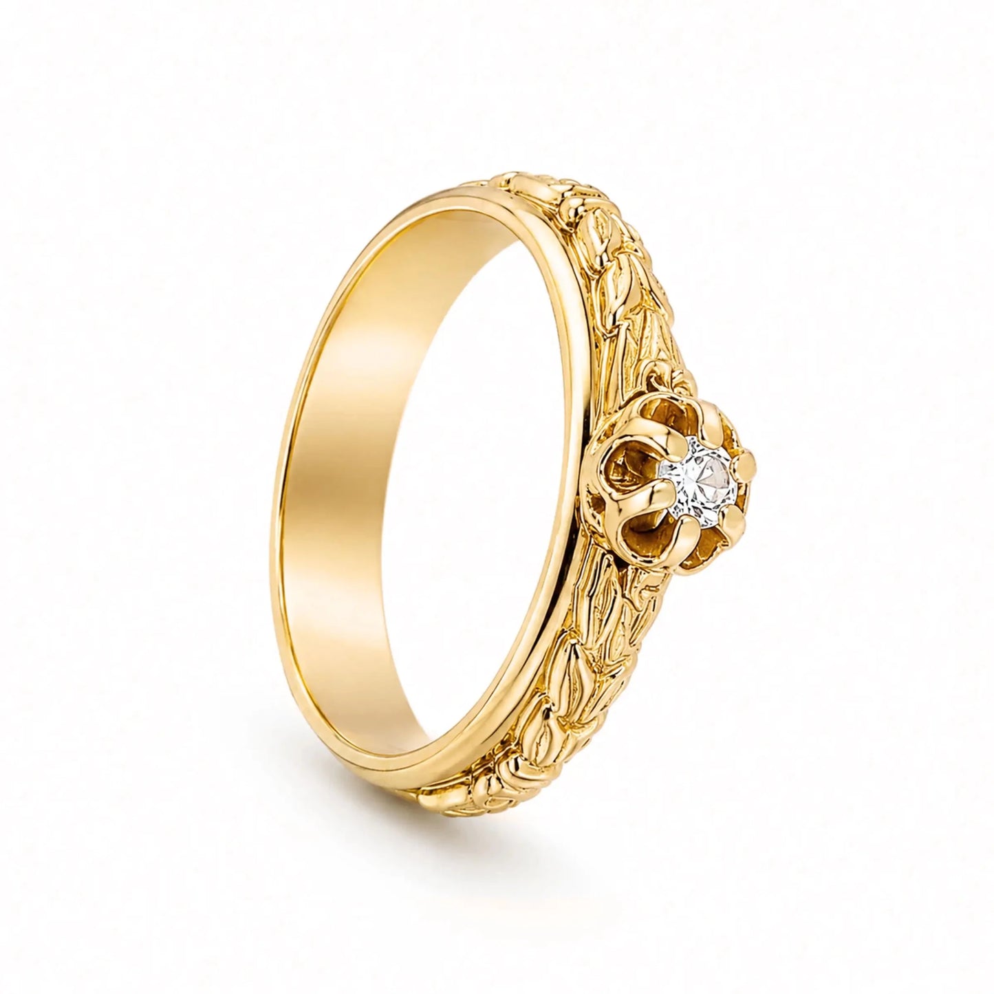 Anel em Ouro 19kl com Moissanite (T12) - Loja do Ouro